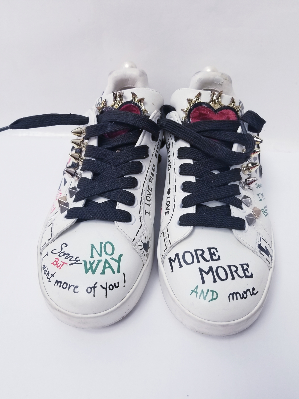 Dolce & Gabbana White Leather Slip-On Sneakers